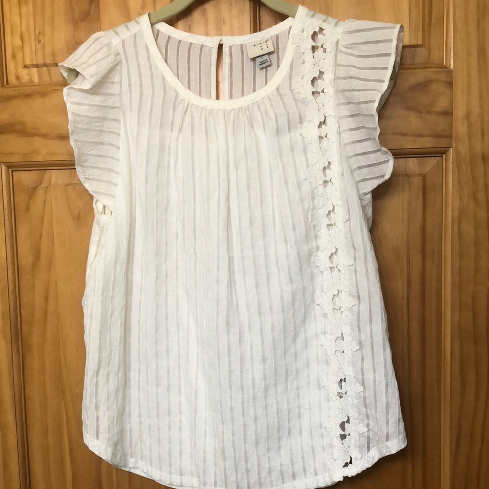 White Sleeveless Blouse with Lace Detail